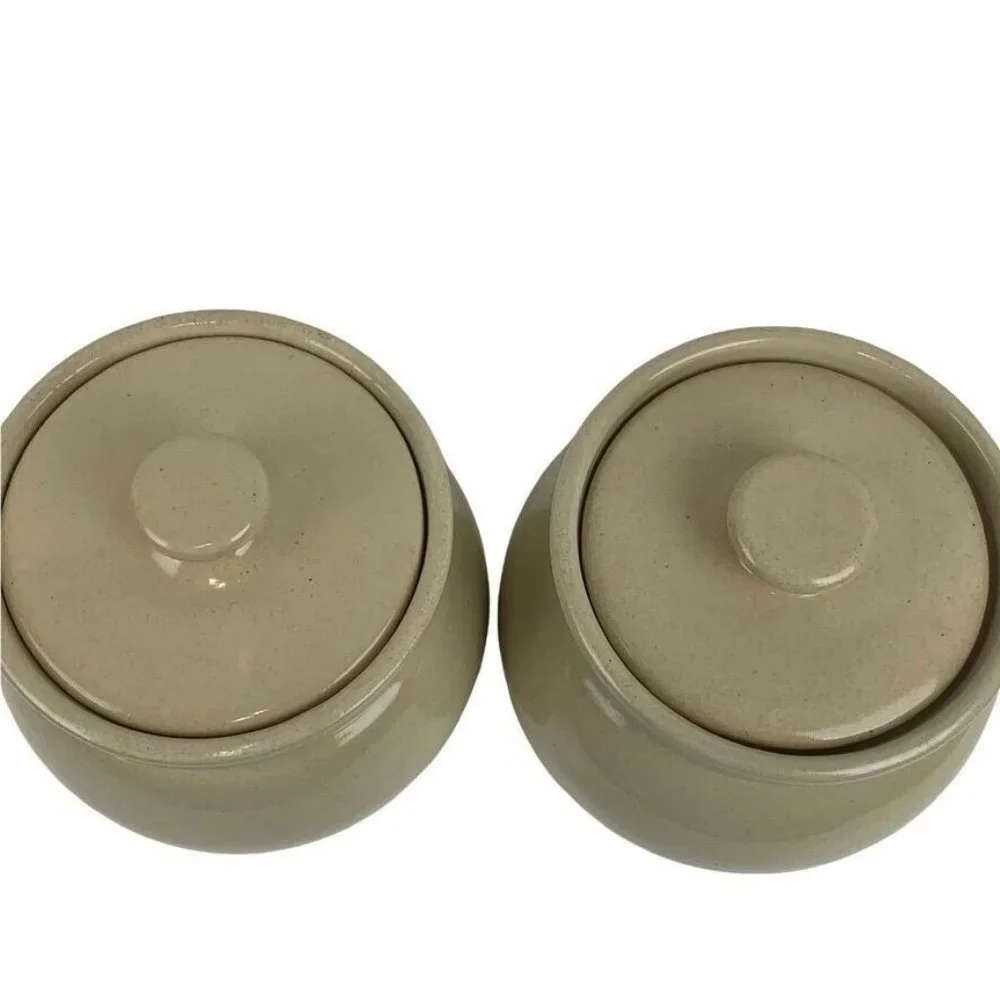 Paul Storie Pottery Small Pinecone Canisters w/ Lids Set of 2 Marshall TX Rustic